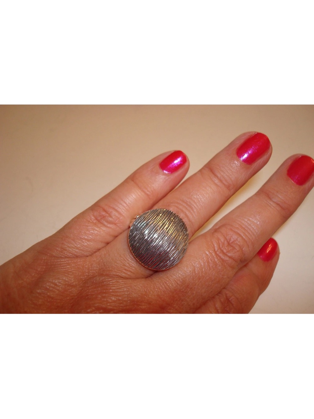 Modern Retro Textured sterling Silver Cocktail Ring